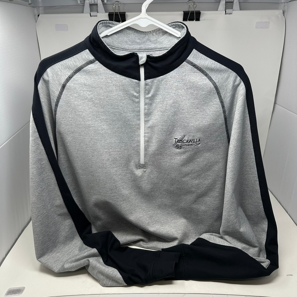 FootJoy Pullover Men M Grey Tuscawilla CC 1/4 Zip Golf Performance Top